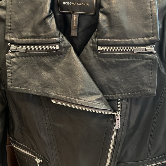 BCBGMaxAzria Black Leather Jacket.  Size Small - Picture 6 of 12
